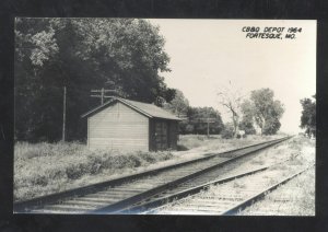 RPPC FORTESQUE MISSOURI CB&Q RAILROAD DEPOT STATION REAL PHOTO POSTCARD