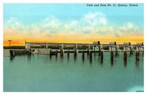 Postcard DAM SCENE Quincy Illinois IL AP2693