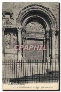 Postcard Old Saint Gilles du Gard church door right