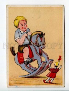 414466 USSR 1949 year CHILDREN girl on a horse doll real posted postcard