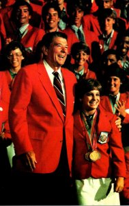 President Ronald Reagan Greeting Mary Lou Retton Of U S Olympic Team In Los A...