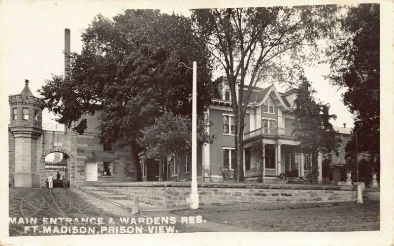 RP Postcard Main Entrance & Wardens Residence Prison Fort Madison, Iowa