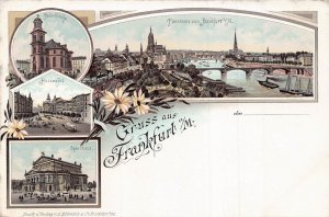 FRANKFURT a MAIN HESSE GERMANY~ROSSMARKT-PANORAMA~1900s MULTI IMAGE POSTCRD