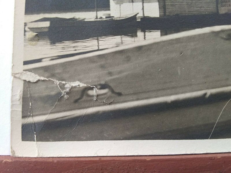 Vtg RPPC. Houseboat on Illinois River.Schultes Landing. Queen l, Queen ll