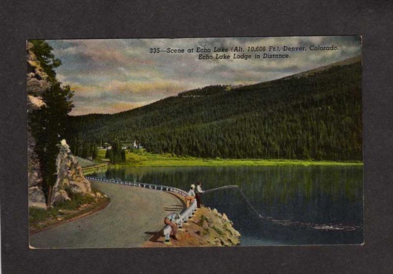 CO Echo Lake Lodge Hotel Fishing Linen Denver Colorado Postcard