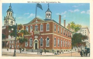 Philadelphia PA Congress Hall, People White Border Postcard Unused