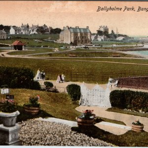 c1910s Ballyholme Park Bangor Co Down Postcard Seaside Garden Path People Gate