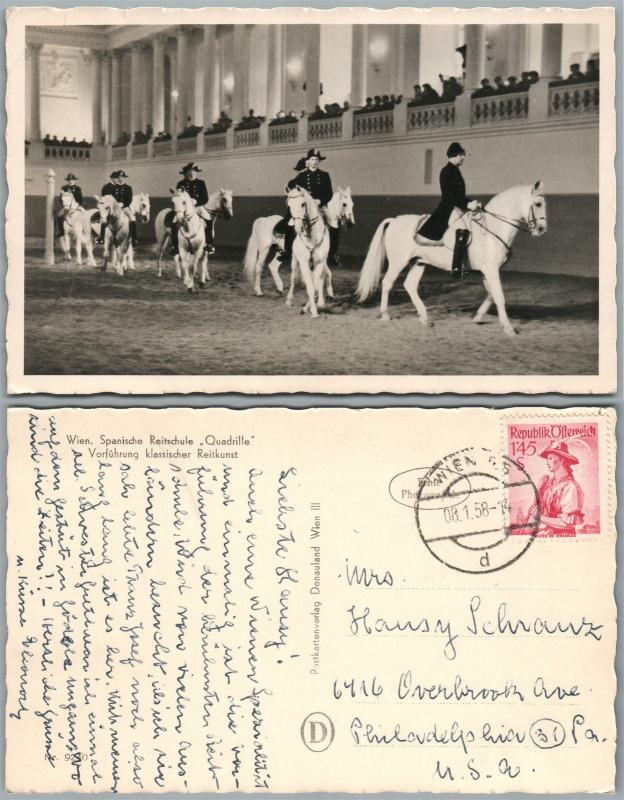 HORSE PERFORMANCE AUSTRIA VINTAGE REAL PHOTO POSTCARD RPPC w/ stamp QUADRILLE