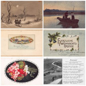 job lot Topics Mix 6 vintage postcards