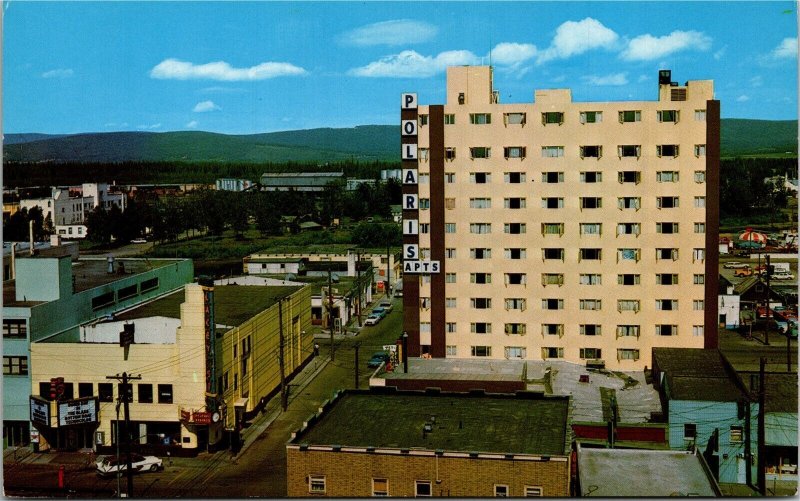 Postcard AK Fairbanks Bird's Eye View Polaris Hotel Lacey St. Theatre 1970s K72