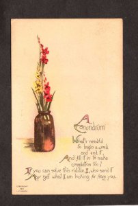 A Conundrum Poem L F Pease 1913 Postcard Carte Postale PC