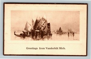 Vanderbilt MI-Michigan, Scenic Greetings, Ships Vintage c1913 Postcard 