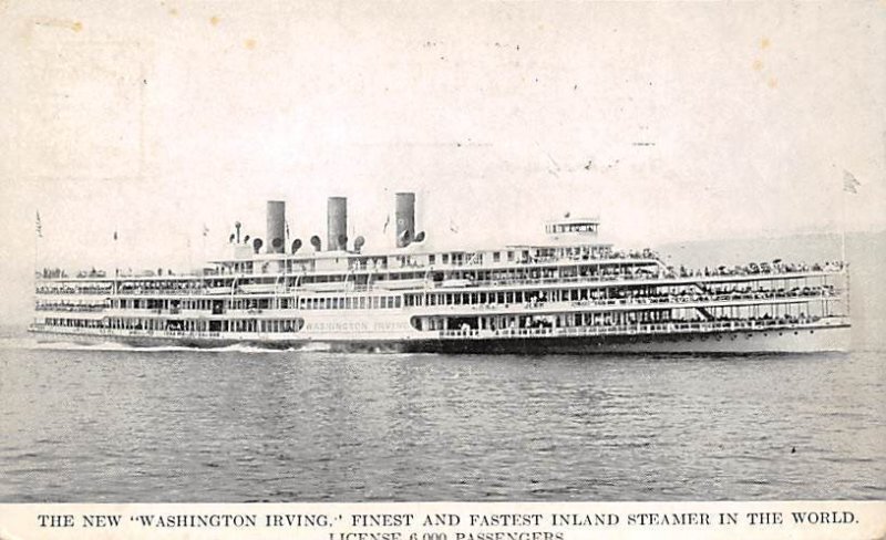 Washington Irving Ferry & Paddle Boats Ship 1913 