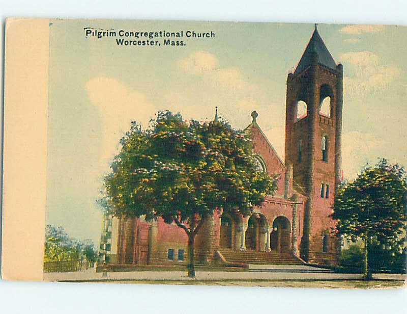 Unused Divided-Back CHURCH SCENE Worcester Massachusetts MA L5145
