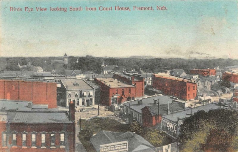 Birds Eye View FREMONT Nebraska 1909 Hand-Colored Vintage Postcard