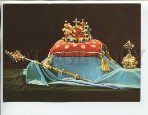 457004 Czechoslovakia regalia of the Czech kings crown scepter orb Old postcard