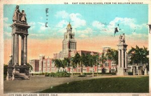 Vintage Postcard 1927 High School Sullivan Gateway City Park  Denver Colorado CO