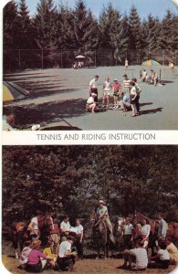 Tennis Horses VACATION VALLEY Echo Lake PA Country Club Poconos Vintage Postcard