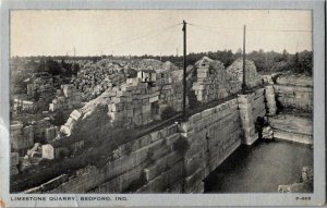 View Overlooking Limestone Quarry, Bedford IN Vintage Postcard O32