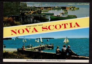 NS Greetings From Nova Scotia Harbor boats Carte Postale Postcard