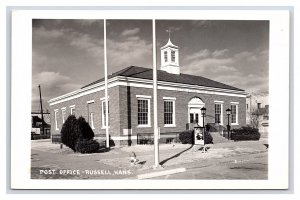 Postcard Post Office Russell Kans. Kansas RPPC