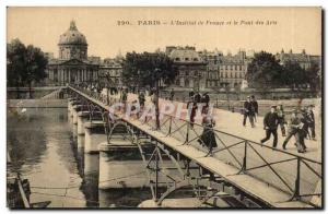 Old Postcard Paris L & # 39institut of France and the Pont des Arts