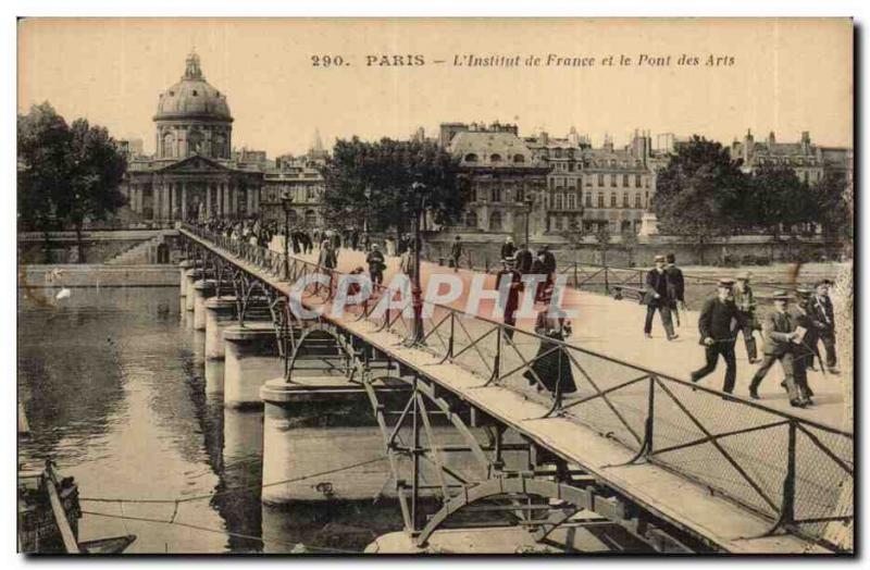 Old Postcard Paris L & # 39institut of France and the Pont des Arts