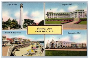 Cape May New Jersey NJ Postcard Greetings Tourist Spots Multiview 1956 Vintage