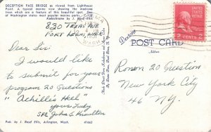 Vintage Postcard Deception Pass Bridge Lighthouse Point Marine View Washington