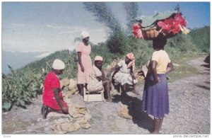 Produce sellers by the road. Jamaica , 40-60s