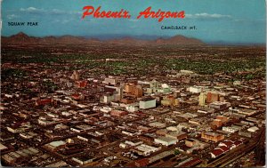 Vtg Aerial View Phoenix Arizona Squaw Peak Camelback Mountain Unused Postcard