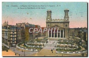 Old Postcard Paris Church St Vincent and the Square