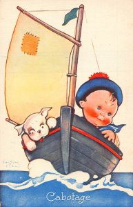 Children Cabotage Sailor Boy Humanized Dog Art Beatrice Mallet postcard B930