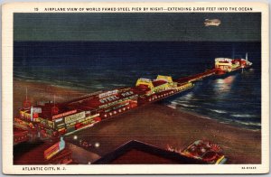 Atlantic City NJ, 1936 Airplane View World-Famous Steel Pier, Vintage Postcard