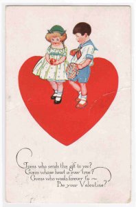 Guess Who Boy Girl Heart Valentine Day postcard