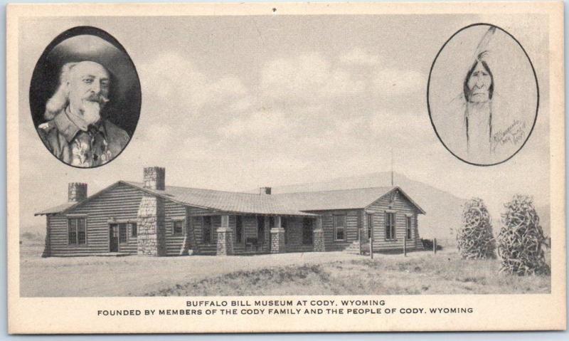 Cody Wyoming Postcard Buffalo Bill Museum Log Cabin Burlington