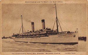 Balmoral Castle Union Castle Line Writing on back, missing stamp 