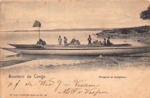 Belgian Congo 1907 Souvenir du Congo Pirogues et indigenes Natives postcard B982