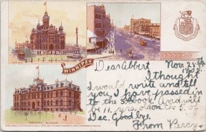 Winnipeg Manitoba MB City Hall Main St c1905 Canadian Postal Postcard H61 *as is