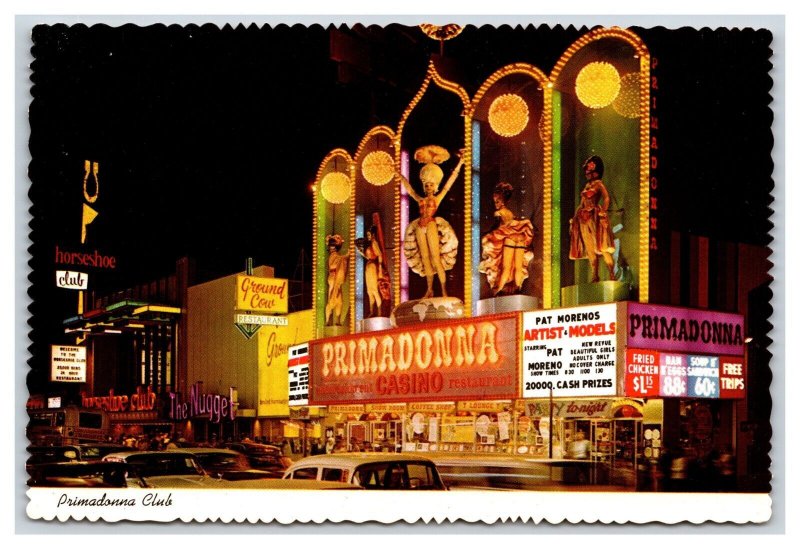 Primadonna Club Casino Night Reno Nevada NV UNP Continental Chrome Postcard R24