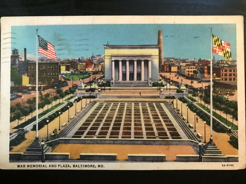 Vintage Postcard 1933 War Memorial and Plaza Baltimore Maryland