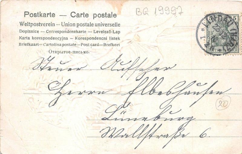 BG19997 weihnachten christmas angel fir candle embossed  germany