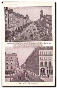 Old Postcard The Rue De Rivoli Prospect Boulevard Italians Paris