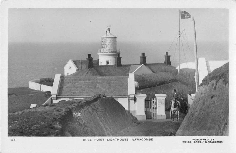 Ilfracombe Devon England view of Bull Point Lighthouse real photo pc BB2702