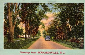 New Jersey Greetings From Bernardsville Country Road Scene 1956