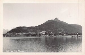 CORDOVA ALASKA-PANORAMA VIEW ACROSS WATER~1940s REAL PHOTO POSTCARD