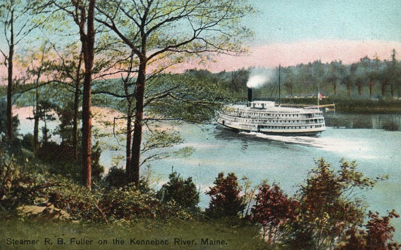 Vintage Postcard Steamer R. B. Fuller On Kennebec River Maine Hugh C. Leighton