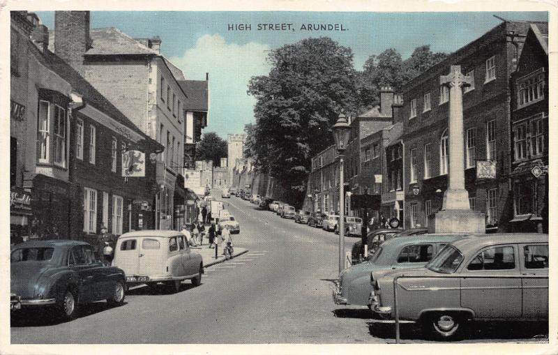 High Street, Arundel, England, Early Postcard, Used in 1961