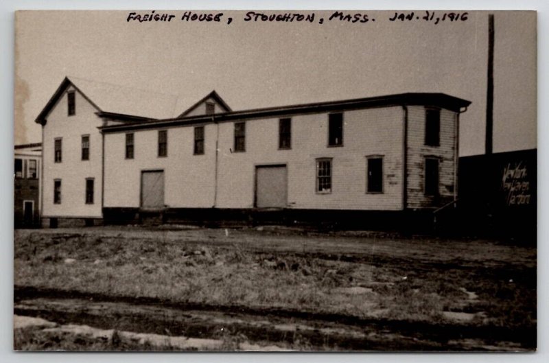 Stoughton Mass Freight House Railroad as seen 1916 c1950 RPPC Postcard D22