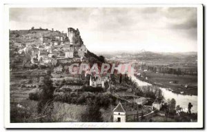 Old Postcard Chateau of feudal castelnaud beynac the background and its castle